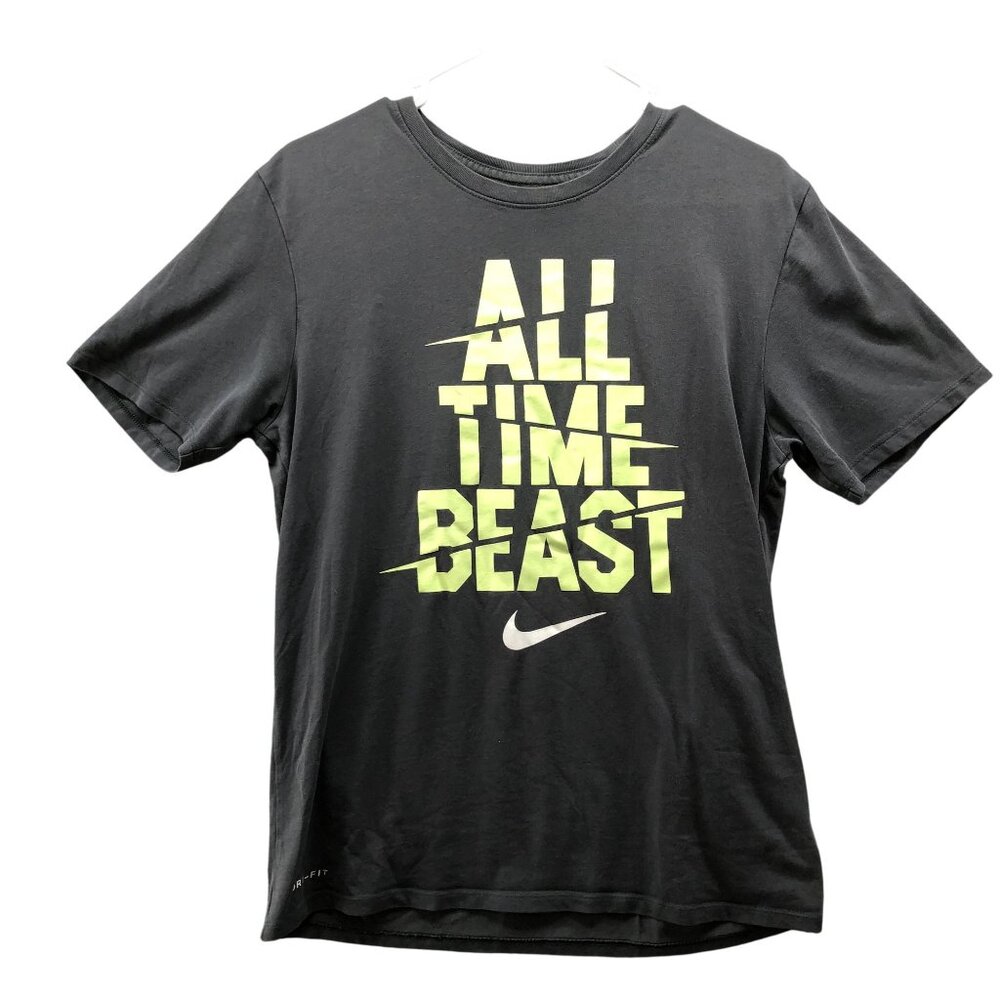 Nike Tee Mens M Short Sleeve Graphic T Shirt Crewneck All Time‎ Beast Gray